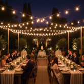 15m Outdoor Festoon String Lights – 50 ST64 LED Bulbs – Warm White